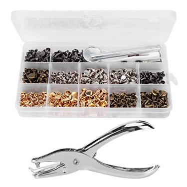 Imagem de Kit alicate de rebite dupla face, 240 conjuntos de ferramentas de instalação de ferro premium com caixa de armazenamento para cintos, jaquetas, mochilas, artesanato faça você mesmo