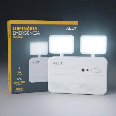 Imagem de Luminaria Bloco Emergencia Led 2 Faróis Automatico 5W Branco