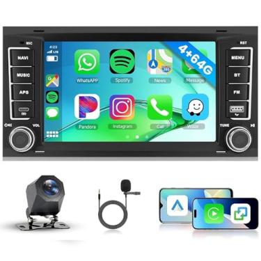Imagem de [4G + 64G] Rádio veicular Android para VW, Volkswagen Touareg 2004-2011 para VW Transporter T5 Multivan com CarPlay Android Auto, tela sensível ao toque de 17 cm, rádio veicular com Bluetooth, GPS