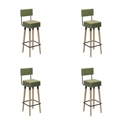 Imagem de Conjunto 4 Banquetas Barcelona Tecido Sintético Verde