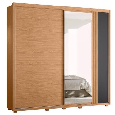 Imagem de Guarda Roupa Casal Acácia 2 Portas Deslizantes Flex Freijó-titanium Com Espelho - Móveis Albatroz Freijó-titanium