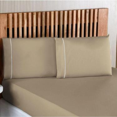 Imagem de Jogo De Lençol Queen Percal 200 Fios 3 Peças - Caqui