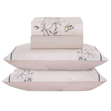 Imagem de Jogo De Cama Lençol King Bouquet Percal 300 Fios 4 Peças Rosê 100% Poliéster