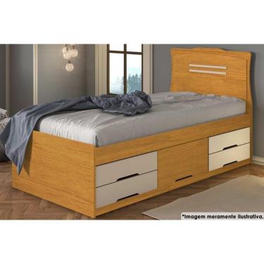Imagem de Cama Multifuncional Juvenil Júlia C- 5 Gavetas Cinamomo-off White - Conquista