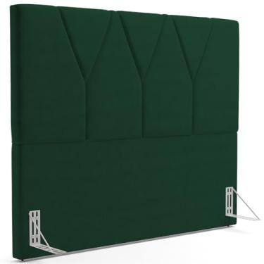 Imagem de Cabeceira Cama Box Casal King 195 cm Aurora W01 Suede Verde Musgo - Lyam Decor