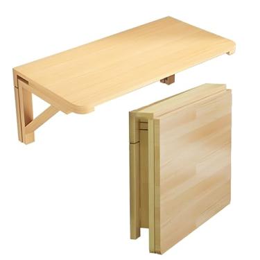 Imagem de JYXYXSCP Mesa dobrável montada na parede, mesa flutuante de madeira de pinheiro, mesa de parede com folhas suspensas, mesa de computador para escritório em casa (70 * 50 cm)
