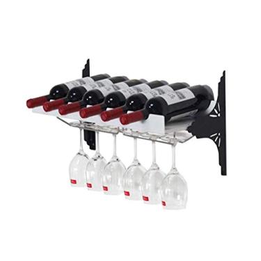 Imagem de Prateleira de aço inoxidável para pendurar na parede com 6 garrafas, suporte para sala de estar