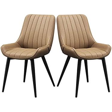 Imagem de Conjunto de 2 cadeiras de jantar – Cadeiras de canto para cozinha, cadeiras de jantar modernas para casa, conjunto de 2, cadeiras laterais de couro PU, cadeira de cozinha, sala de estar, assento