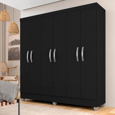 Imagem de Guarda Roupa Casal Cancun Sem Gavetas 6 Pts Preto Fosco - M.a Preto Fosco