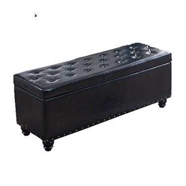 Imagem de Banqueta para os pés, banqueta de armazenamento de pés moderna otomana de couro otomano banco de sofá cabeleireiro loja de roupas confortável e