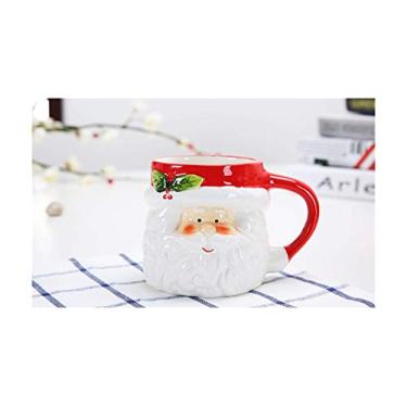 Imagem de Yalych Caneca clássica de papai noel cabeças caneca de cerâmica adorável copo infantil leite garrafas de café cerâmica bebidas canecas de bebida novidade xícara de café xícara de café (cor: tamanho