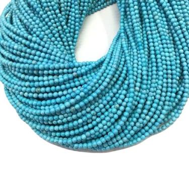 Imagem de Lady Works Fio de pedra natural turquesa azul de 33 cm, contas lisas redondas de 3 mm para fazer joias DIY | Beads_00825