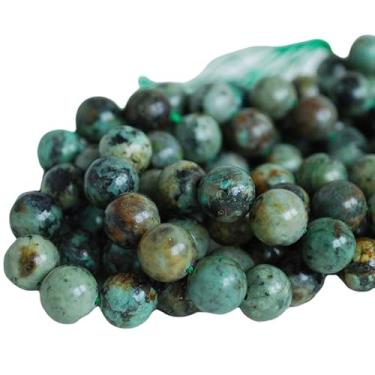 Imagem de Lady Works Fio de pedra natural turquesa africana de 33 cm, contas lisas redondas de 12 mm para fazer joias DIY | Beads_01353