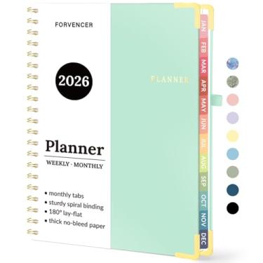 Imagem de Agenda 2026, calendário Forvencer semanal e mensal, janeiro de 2026 a dezembro de 2026, 21,6 x 28 cm, livro de agenda de capa dura com abas, lindo planejamento diário com bolso interno, caderno