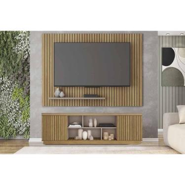 Imagem de Rack Bancada c/ Painel p/ TV Até 70 Pol Simetria/Aegon Lamina Mel/Cacao - Caemmun