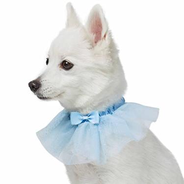 Imagem de Blueberry Pet Coleira ajustável para cachorro My Little Princess com malha bordada e gravata borboleta, azul bebê, PP