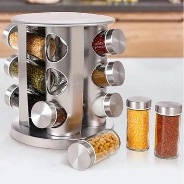 Imagem de Porta Tempero 12 Potes Em Inox Para Cozinha Multiuso - Thika