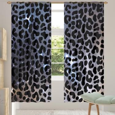 Imagem de 2 conjuntos de painéis padrão leopardo céu estrelado cortinas transparentes arejadas com filtro leve painéis de cortina leve cortina de porta janela para sala de estar, quarto, jantar, 192 cm de