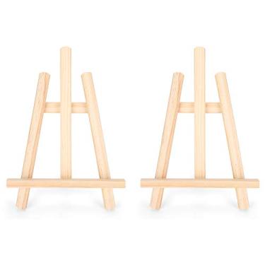 Imagem de Mini cavalete de madeira para esboço, pintura a óleo, suporte de exibição, 2 peças, conjunto de madeira natural, decoração de mesa, arte, prateleira de exibição de fotos