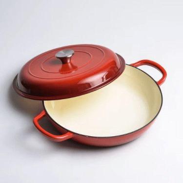 Imagem de Panela de Ferro Fundido Esmaltada 31cm com Tampa - Alta Durabilidade, 