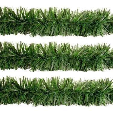 Imagem de Jogo 3 Festão de Natal Verde Fosco Premium Multi-Fitas 5m x 12cm Decoração Natalina