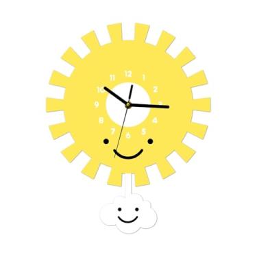 Imagem de predolo Relógio de parede com pêndulo, silencioso, fácil de instalar, criativo, minimalista, em formato de sol, para decoração de escritório, sala de estar,