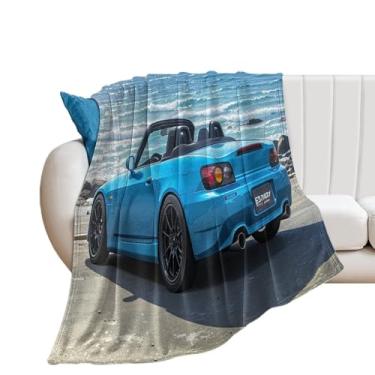 Imagem de HouLaiZhe Cobertor super macio de flanela JDM carro S2000 estático à beira-mar cobertores refrescantes leves para sofá-cama cadeira sofá carro viagem ao ar livre leve quente 101,6 cm x 152,4 cm
