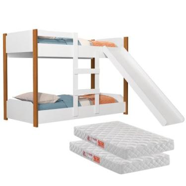 Imagem de Beliche Infantil com 2 Colchões e Escorredor Flora - Cores - B&A BENTO