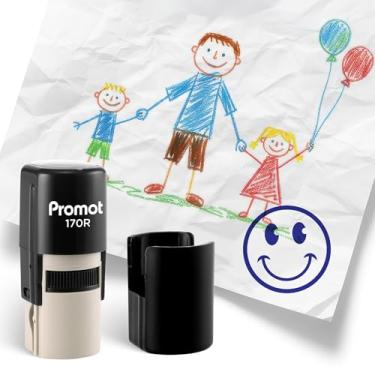 Imagem de Promot - Carimbos autotintados para professores, carimbo de borracha redondo para avaliação e feedback, carimbos de tinta de secagem rápida, impressão transparente, carimbo recarregável para sala de