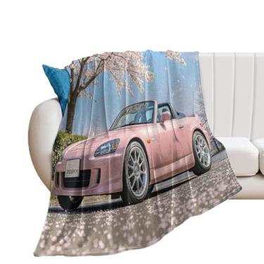 Imagem de HouLaiZhe Cobertor super macio flanela flor de cerejeira carro S2000 JDM cobertores leves refrescantes para sofá-cama cadeira sofá carro viagem ao ar livre leve quente 101,6 cm x 127 cm