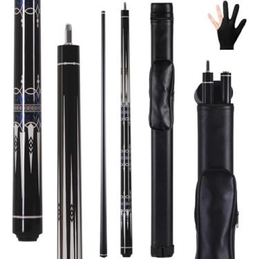 Imagem de Tiekerbilir Taco de sinuca de fibra de vidro, 2 peças de taco de sinuca - 147 cm tacos profissionais de bilhar para tacos de bilhar, conjunto de bastões de sinuca profissional de 538 a 567 g (com