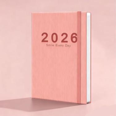 Imagem de Agenda semanal A5 2026 em rosa suave com 160 abas de folhas, 21 x 14,5 cm