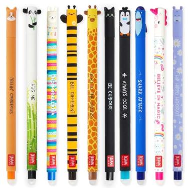 Imagem de LEGAMI - Conjunto de 10 canetas de gel apagáveis com tinta apagável termossensível, variedade de cores de tinta e designs de barril, ponta de 0,7 mm