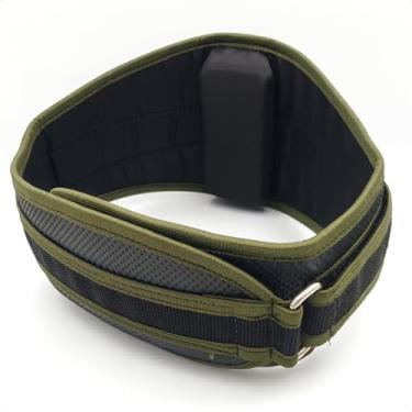 Imagem de Cinturão Musculação SoulFins Nylon 600 - Cinto LPO e Cross Training Agachamento Lombar Ajustável com Fivela Inox (P M G) - Design Anatômico EVA Diamantado Verde Militar (M)