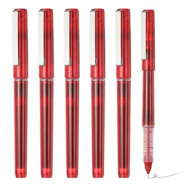 Imagem de PATIKIL Caneta esferográfica de tinta líquida vermelha, 6 peças de grande capacidade de secagem rápida de 0,5 mm canetas de ponta fina, para escritório, arte, artesanato, scrapbooks, escrita, desenho