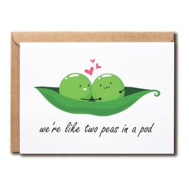 Imagem de BNJDesigns We're like two peas in a pod - Cartão de ervilhas - Cartão de aniversário de ervilhas - Cartão de Dia dos Namorados - Cartão de aniversário fofo - Cartão romântico - Cartão de amor, branco