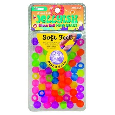 Imagem de DONNA Miçangas de cabelo com bola de discoteca gelatinosa infantil – Contas de silicone macias de 14 mm para tranças, rabos de cavalo e penteados, acessórios de cabelo sem emaranhados para meninas, 1