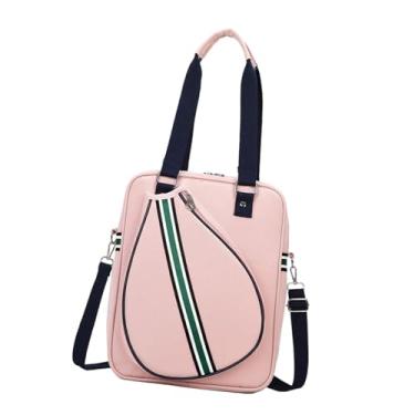 Imagem de kowaku Bolsa de tênis tipo sacola, bolsa para raquete de tênis, de mão portátil e impermeável para homens e mulheres, ideal para jogadores, treinos, Bolsa Transversal Rosa