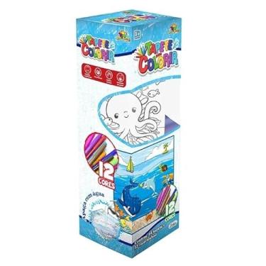 Imagem de Tapete Pintura Lavável Infantil 50cm com 12 Canetinhas - Mágico Colorir Apagar Água, Educativo Criatividade