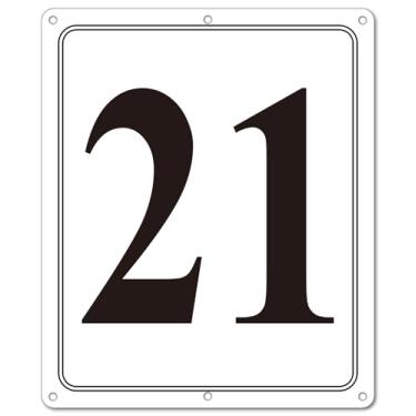 Imagem de i-CowFun Placa numerada de metal premium ao ar livre, refletiva 30,5 x 25,4 cm placas numeradas de alumínio grande 21 para estacionamento, quadra de tênis, campo, armazém, corredor, edifício, doca