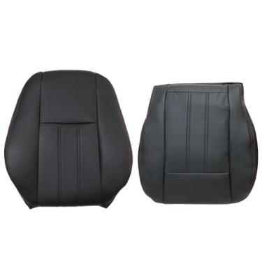 Imagem de Vigoraze Capas de assento de couro de substituição da parte inferior e superior do motorista dianteiro com costura vermelha compatível com Dodge Grand Caravan 2008 2009 2010 2011 2012 2013 2014 205