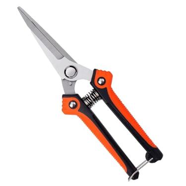 Imagem de Tesoura Alicate de Poda Jardinagem Bico Curvo ou Reto Inox para Colheita Horta Flores Talo Plantas Precisa Com Trava (Bico Reto)