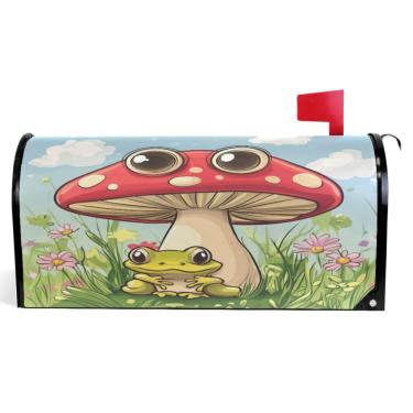 Imagem de TSENQUE Capas de caixa de correio decorativas coloridas de sapo de desenho fofo envoltórios de caixa de correio de vinil magnético decorações de caixa de correio modernas de inverno tamanho padrão