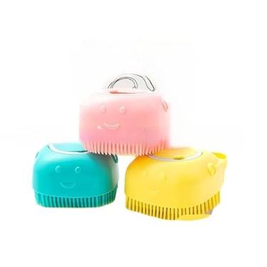 Imagem de Dispensador de xampu de silicone macio para animais de estimação, escova de banho sustentável para gatos/cães para cuidados pessoais