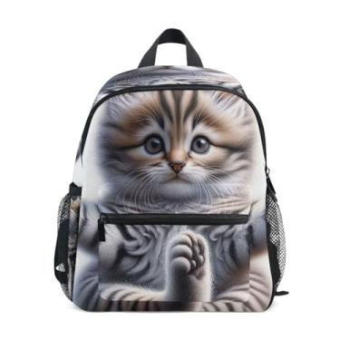 Imagem de GAIGEO Cute Kitten Yoga Cat Funny Childrens Backpack 10x4x12 In, Small Backpack for Girls with Water Bottle Pockets, Whistle Buckle