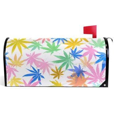 Imagem de TSENQUE Folhas coloridas capas de caixa de correio magnéticas sazonais outono caixa de correio vinil férias à prova de intempéries decoração de caixa de correio tamanho padrão 52,6 x 45,8 cm