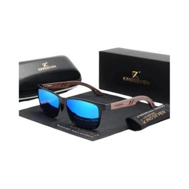 Imagem de Óculos De Sol Unissex Polarizados UV400 De Madeira E Alumínio KINGSEVE