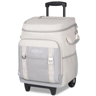 Imagem de INSMEER Cooler com rodas e alça, 80 latas/50L, refrigeradores portáteis, carrinho dobrável 2 em 1, bolsa térmica grande para compras de supermercado