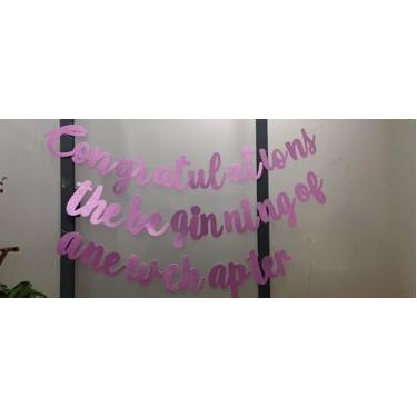 Imagem de Banner de parabéns pré-amarrado novo capítulo e jornada pendurado guirlanda glitter decorações de festa para aposentadoria, formatura 2026, promoção de novo emprego, decoração de despedida, divórcio e