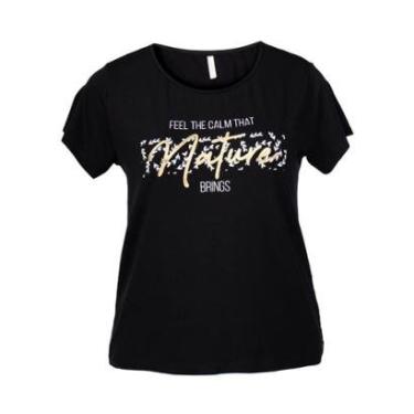 Imagem de Blusa Feminina Plus Size Rechsul Estampa Frontal Preto-Feminino